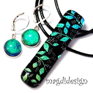 Rügyező ágak üvegékszer szett nyaklánc maxi kapcsos fülbevaló  5 -  Anyák napjára, Nőnapra, Ékszer, Ékszerszett, Ékszerkészítés, Üvegművészet, MESKA