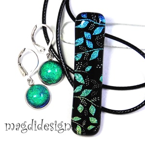 Rügyező ágak üvegékszer szett nyaklánc maxi kapcsos fülbevaló  5 -  Anyák napjára, Nőnapra - ékszer - ékszerszett - Meska.hu