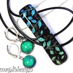 Rügyező ágak üvegékszer szett nyaklánc maxi kapcsos fülbevaló  5 -  Anyák napjára, Nőnapra - ékszer - ékszerszett - Meska.hu