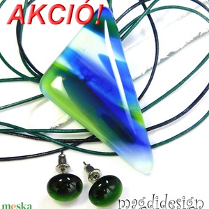 AKCIÓS! Felhőtánc üvegékszer szett nyaklánc stiftes fülbevaló 3, Ékszer, Ékszerszett, Ékszerkészítés, Üvegművészet, MESKA