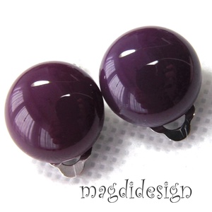 Sötétlila fülklipsz üvegékszer , Ékszer, Fülbevaló, Klipsz, Ékszerkészítés, Üvegművészet, MESKA