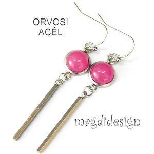 Trendi málna üvegékszer lógós fülbevaló - ékszer - fülbevaló - lógó fülbevaló - Meska.hu