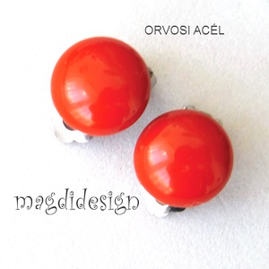 Vöröses barna fülklipsz üvegékszer - ékszer - fülbevaló - klipsz - Meska.hu