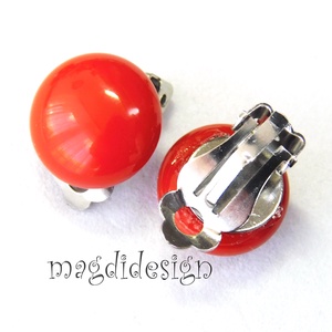 Vöröses barna fülklipsz üvegékszer - ékszer - fülbevaló - klipsz - Meska.hu