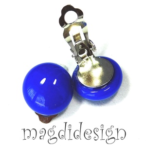 MAXI NEMESACÉL! Királykék fülklipsz üvegékszer  - ékszer - fülbevaló - klipsz - Meska.hu