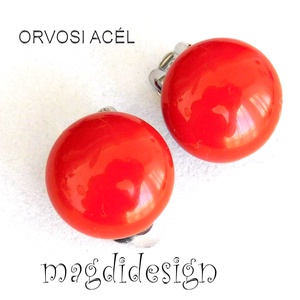 Vöröses barna fülklipsz üvegékszer, Ékszer, Fülbevaló, Klipsz, Ékszerkészítés, Üvegművészet, MESKA