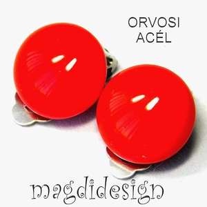 Cseresznyepiros fülklipsz üvegékszer, Ékszer, Fülbevaló, Klipsz, Ékszerkészítés, Üvegművészet, MESKA