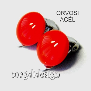 Cseresznyepiros fülklipsz üvegékszer - ékszer - fülbevaló - klipsz - Meska.hu