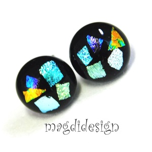 NEMESACÉL! Dichroic színkavalkád üvegékszer pötty fülbevaló  - ékszer - fülbevaló - pötty fülbevaló - Meska.hu