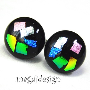 NEMESACÉL! Dichroic színkavalkád üvegékszer pötty fülbevaló  1 - Meska.hu