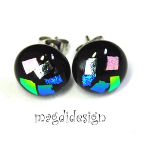 NEMESACÉL! Dichroic színkavalkád üvegékszer pötty fülbevaló  1 - ékszer - fülbevaló - pötty fülbevaló - Meska.hu