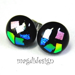 NEMESACÉL! Dichroic színkavalkád üvegékszer pötty fülbevaló  1 - ékszer - fülbevaló - pötty fülbevaló - Meska.hu
