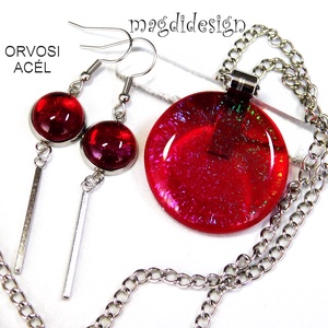 MAXI Galaxis királykék üvegékszer szett, nyaklánc, kapcsos fülbevaló 1 - ékszer - ékszerszett - Meska.hu