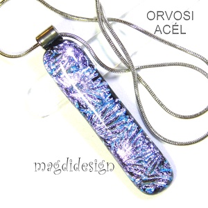 Ezüst aqua szikrázás üvegékszer nyaklánc - Meska.hu