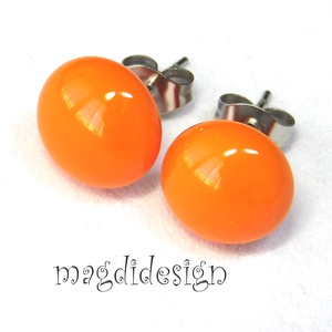 Narancs üvegékszer pötty fülbevaló ORVOSI ACÉL - ékszer - fülbevaló - pötty fülbevaló - Meska.hu