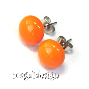Narancs üvegékszer pötty fülbevaló ORVOSI ACÉL - ékszer - fülbevaló - pötty fülbevaló - Meska.hu