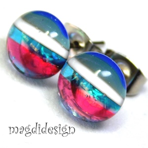 Csíkosüvegékszer stiftes fülbevaló - Meska.hu