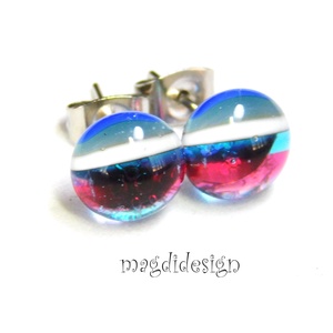 Csíkosüvegékszer stiftes fülbevaló - ékszer - fülbevaló - pötty fülbevaló - Meska.hu