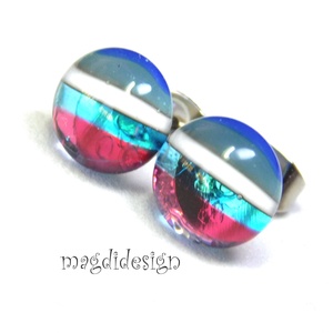 Csíkosüvegékszer stiftes fülbevaló - ékszer - fülbevaló - pötty fülbevaló - Meska.hu