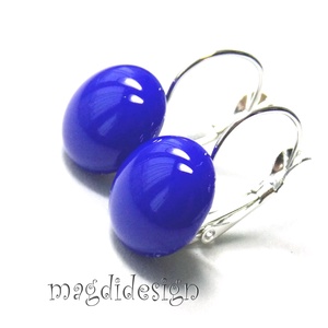 Királykék üvegékszer, kapcsos fülbevaló - ékszer - fülbevaló - lógó fülbevaló - Meska.hu