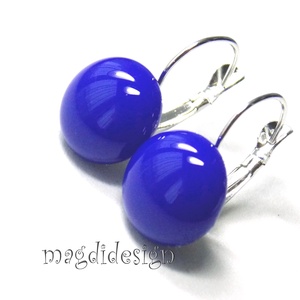 Királykék üvegékszer, kapcsos fülbevaló - ékszer - fülbevaló - lógó fülbevaló - Meska.hu