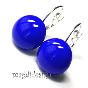 Királykék üvegékszer, kapcsos fülbevaló - Meska.hu