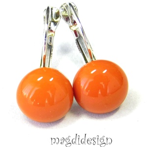 MAXI Mogyoró üvegékszer kapcsos fülbevaló - ékszer - fülbevaló - lógós kerek fülbevaló - Meska.hu