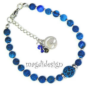 Kék howlit ásvány karkötő, Ékszer, Karkötő, Ásványkarkötő, Ékszerkészítés, Gyöngyfűzés, gyöngyhímzés, MESKA