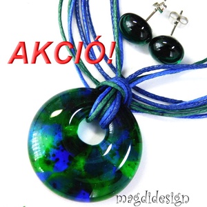 AKCIÓS! Tenger mélyén üvegékszer szett nyaklánc, fülbevaló, Ékszer, Ékszerszett, Üvegművészet, Ékszerkészítés, MESKA