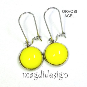 Királykék üvegékszer lógós nemesacél fülbevaló - ékszer - fülbevaló - lógó fülbevaló - Meska.hu