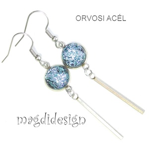 Ezüst dichroic üvegékszer lógós fülbevaló ORVOSI ACÉL - ékszer - fülbevaló - lógó fülbevaló - Meska.hu