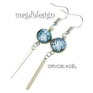 Ezüst dichroic üvegékszer lógós fülbevaló ORVOSI ACÉL, Ékszer, Fülbevaló, Lógó fülbevaló, Üvegművészet, Ékszerkészítés, MESKA