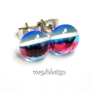 Áttetsző csíkos üvegékszer pötty fülbevaló  - ékszer - fülbevaló - pötty fülbevaló - Meska.hu