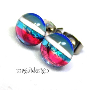 Áttetsző csíkos üvegékszer pötty fülbevaló , Ékszer, Fülbevaló, Pötty fülbevaló, Ékszerkészítés, Üvegművészet, MESKA