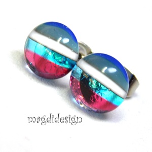 Áttetsző csíkos üvegékszer pötty fülbevaló  - ékszer - fülbevaló - pötty fülbevaló - Meska.hu