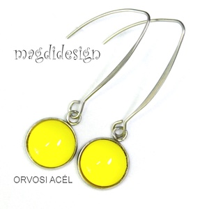 Citromsárga üvegékszer lógós fülbevaló, orvosi acél - Meska.hu