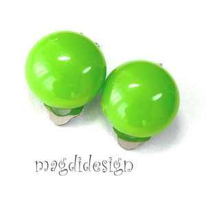 Fűzöld üvegékszer fülklipsz  - ékszer - fülbevaló - klipsz - Meska.hu