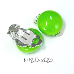 Fűzöld üvegékszer fülklipsz  - ékszer - fülbevaló - klipsz - Meska.hu