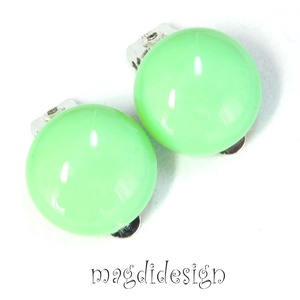 Almazöld üvegékszer fülklipsz , Ékszer, Fülbevaló, Klipsz, Ékszerkészítés, Üvegművészet, MESKA