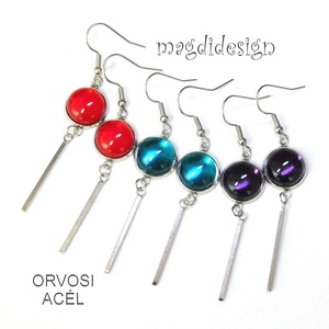 Ametiszt lila üvegékszer lógós fülbevaló 1 - ékszer - fülbevaló - lógó fülbevaló - Meska.hu