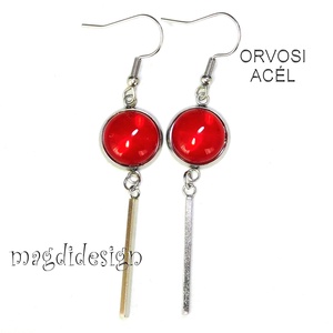 Áttetsző piros üvegékszer lógós fülbevaló 1, Ékszer, Fülbevaló, Lógó fülbevaló, Üvegművészet, Ékszerkészítés, MESKA