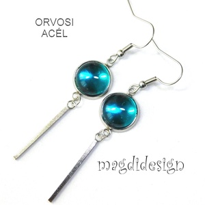 Áttetsző türkiz üvegékszer lógós fülbevaló 1, Ékszer, Fülbevaló, Lógó fülbevaló, Üvegművészet, Ékszerkészítés, MESKA