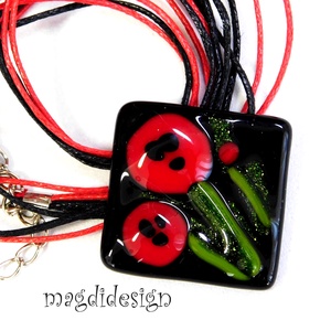 Pipacsok feketén üvegékszer nyaklánc    Ányák napjára, Óvónőknek - Meska.hu