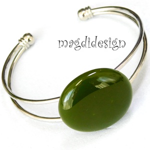 Mohazöld üvegékszer karkötő - ékszer - karkötő - karkötő medállal - Meska.hu