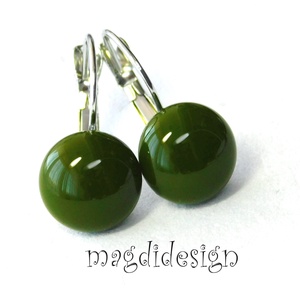 Mohazöld üvegékszer kapcsos fülbevaló - ékszer - fülbevaló - lógó fülbevaló - Meska.hu