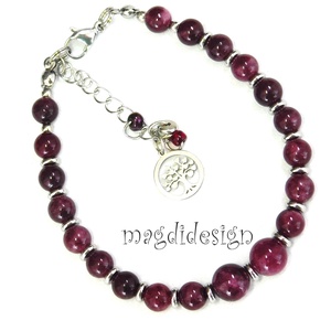 Rubin-agát színű természetes kő karkötő, Ékszer, Karkötő, Ásványkarkötő, Ékszerkészítés, Gyöngyfűzés, gyöngyhímzés, MESKA