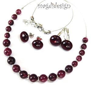 Rubin-agát színű természetes kő karkötő - ékszer - karkötő - ásványkarkötő - Meska.hu