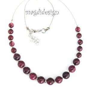 Rubin-agát színű természetes kő nyaklánc - ékszer - nyaklánc - gyöngyös nyaklánc - Meska.hu