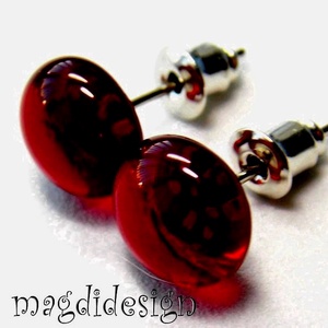 NEMESACÉL! MAXI Áttetsző rubinpiros üvegékszer fülbevaló , Ékszer, Fülbevaló, Pötty fülbevaló, Ékszerkészítés, Üvegművészet, MESKA