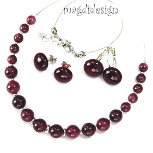 NEMESACÉL! MAXI Áttetsző rubinpiros üvegékszer fülbevaló  - ékszer - fülbevaló - pötty fülbevaló - Meska.hu